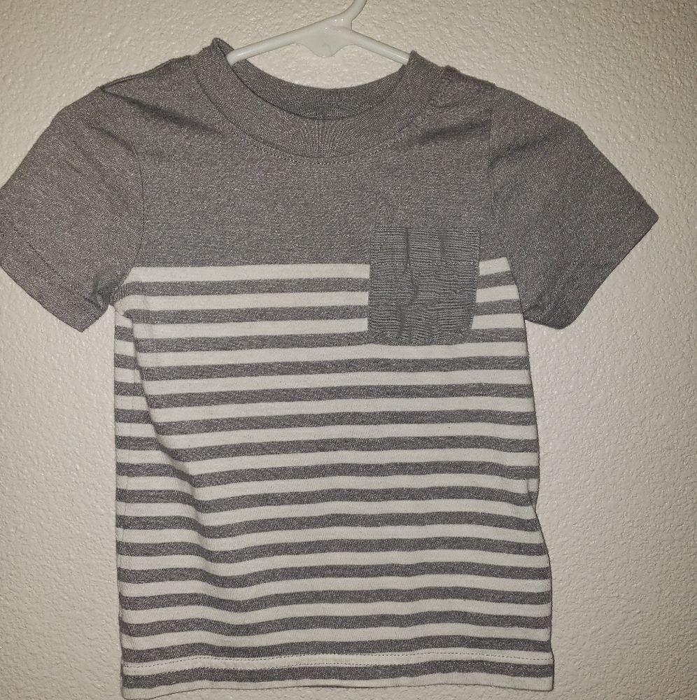 Cat & Jack gray & White striped t-shirt 18mo